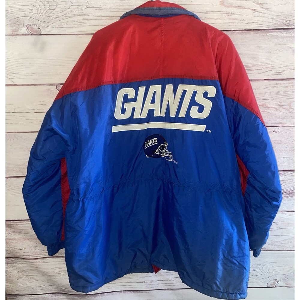Vintage 90s Logo 7 New York Giants NFL Jacket XL Blue Red Embroidered Football